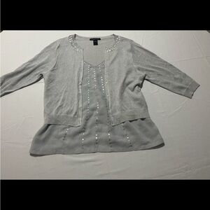 August Silk‎ Shimmering Silver Knit Top